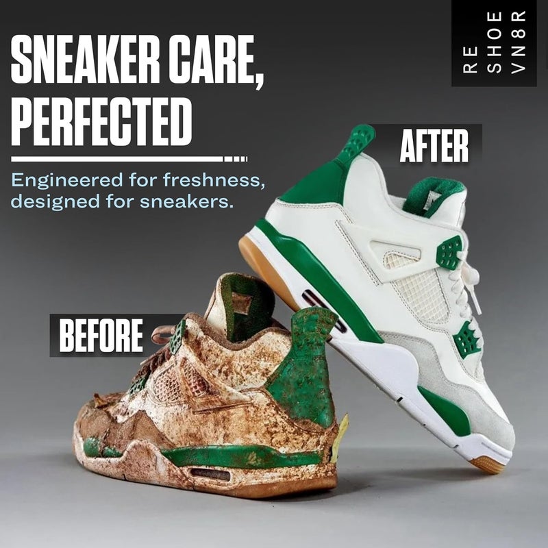 RESHOEVN8R Shoe Cleaning Solution, 8 oz - Sneaker Cleaner & Shoe Care for Canvas, Leather, Mesh, Suede, White, & Nubuck Shoes - Shoe Cleaner Sneakers Kit Solution in Easy-to-Use Bottle - 60-100 Uses - Image 2